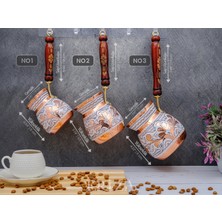 Eva Copper 2-3 Kişilik El Yapımı Işlemeli Kalaylı Kalın Bakır Kahve Cezvesi