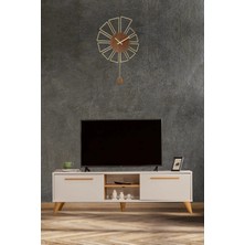 Sandalie White Tv Ünitesi - Beyaz/ceviz 160 cm 2 Kapaklı + 2 Raflı Tv Sehpası