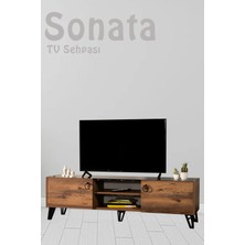 Sandalie Sonata Tv Ünitesi - Ceviz/siyah 160 cm 2 Kapaklı + 2 Raflı Tv Sehpası