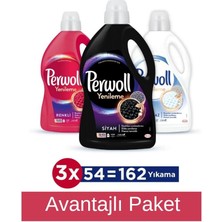 Perwoll Hassas Bakım Sıvı Çamaşır Deterjanı 3 x 3 lt 162 Yıkama Renkli Siyah Beyaz