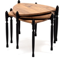 Sandalie Puzzle Salon&oturma Odası Üçgen Zigon Sehpa Takımı - Atlantik Çam&siyah