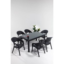 Sandalie Garden Camlı 90X150 Bahçe&balkon&teras Masa Seti - Antrasit