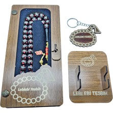 Leblebi Tesbih Gümüş - Mercan Işlemeli Ayyıldız Gümüş Püsküllü Oltu Taşı Tesbih LT996