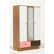 Sandalie Genç Çocuk Odası Gardırop - 3 Kapaklı Gardırop Mavi