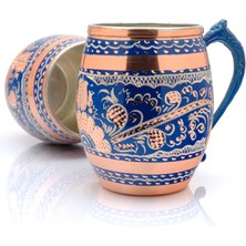 Eriza 50 cc Işlemeli Kalaylı Kalın Bakır Bira Kokteyl Ayran Bardağı, Kadehi, 6'lı Set