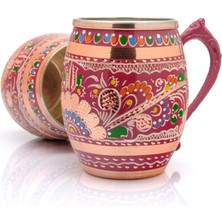 Eriza 50 cc Işlemeli Kalaylı Kalın Bakır Bira Kokteyl Ayran Bardağı, Kadehi, 6'lı Set