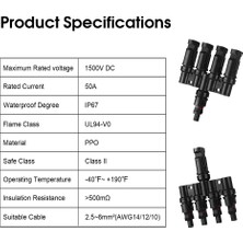 Decisive 4 Ila 1 Güneş Paneli Konnektörleri T Şube Konnektörleri Güneş Panelleri Için Kablo Ayırıcı Bağlayıcı 2 Çift (Yurt Dışından)
