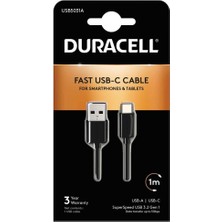 Duracell 1m USB Type-C To USB 3.0 Cable Black