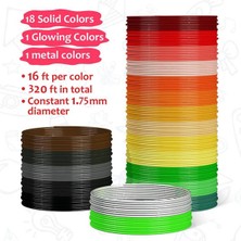 Decisive 3x 3D Kalem Filament Pla Yedek 20 Renk, Renk Başına 16 Ft Toplam 320 Ft 3D Baskı Kalemi Için 1,75 mm Premium Filament Geliyor (Yurt Dışından)