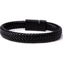 Shopiolog Unisex Çift Sıra Kahverengi Beyaz Deri Bileklik