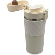 Sedef Silver Kaydırmaz Lastikli Kilitli Kapak ve Süzgeç Fitreli 304 Paslanmaz Çelik 400 ml Küçük Çay Kahve Bardak Termos Mug Thermos 622