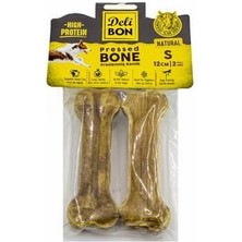 Delibon Deri Pres Kemik Köpek Ödülü Small Naturel 12 cm 2 Adet