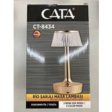 Cata Elektro Gelsin Cata Rio Şarjlı Masa Lambası CT-8434 Dokunmatik Tek Anahtarla 3 Renk CT-8434