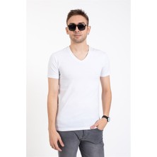 Villager & Son Zra Duz Basıc V Yaka K.kol Tshırt Beyaz