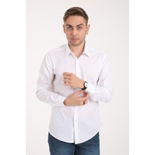 Villager & Son Vs Erkek Slim Fit Licralı U.kol Gömlek Beyaz