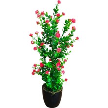 Cennet Home Mineli Şimşir Ağacı 50 cm Canlı Renkli Yapay Çiçek Siyah Plastik Saksıda