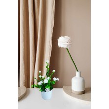 Cennet Home 5' Li Mineli Şimşir Seti Masaüstü Beyaz Saksıda Yapay Çiçek Beyaz Mor Lila Sarı Kırmızı