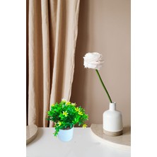Cennet Home Çiçekli Fesleğen Masaüstü Dekoratif Yapay Çiçek 4 Lü Set Beyaz Mor Lila Sarı