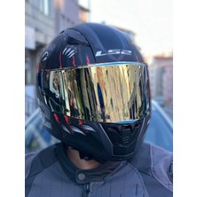 Ls2 Rapıd 2 Clawn Mat Siyah-Gri-Kırmızı Kask (Prohel Balaklava Hediye) Altın Renk Cam (Gold)