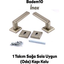 Badem10 Defne Lüx Inox Kare Rozetli Oda Kapısı Uyumlu Kapı Kolu Sağa ve Sola Uygun Kapı Kolları 1 Takım