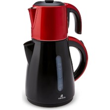 Daystar Çelik Demlikli 2 In 1 Çay Makinesi ve Su Isıtıcı Kettle Redgold