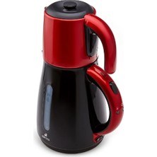 Daystar Çelik Demlikli 2 In 1 Çay Makinesi ve Su Isıtıcı Kettle Redgold