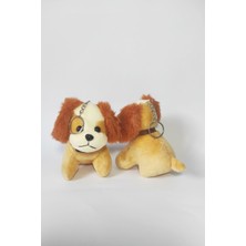 Dudu Kids 2 Adet Peluş Tasmalı Köpek Anahtarlık -14 cm -Turuncu- Oyuncak -Çanta Süsü - Doğum Günü Hediyesi