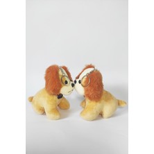Dudu Kids 2 Adet Peluş Tasmalı Köpek Anahtarlık -14 cm -Turuncu- Oyuncak -Çanta Süsü - Doğum Günü Hediyesi