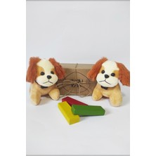 Dudu Kids 2 Adet Peluş Tasmalı Köpek Anahtarlık -14 cm -Turuncu- Oyuncak -Çanta Süsü - Doğum Günü Hediyesi