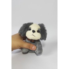 Dudu Kids Peluş Tasmalı Köpek Anahtarlık -14 cm -Gri - Oyuncak - Çanta Süsü - Doğum Günü Hediyesi