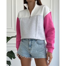 Crep Tekstil Oversiz Crop Sweatshirt