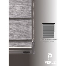 Perle Açık Gri Renk Bambu Stor Alüminyum Kasa Zebra Perde