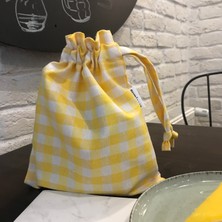 Sumicorn Design Sarı Pötikareli Çevre Dostu Bez Kese,keten Düzenleyici Kese,hediye Kesesi,makyaj Çantası,mini Cüzdan