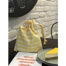 Sumicorn Design Sarı Pötikareli Çevre Dostu Bez Kese,keten Düzenleyici Kese,hediye Kesesi,makyaj Çantası,mini Cüzdan