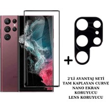 Coolacs Samsung Galaxy S22 Ultra ile Uyumlu Tam Kaplayan Nano Esnek Ekran Koruyucu ve Arka Kamera Koruyucu