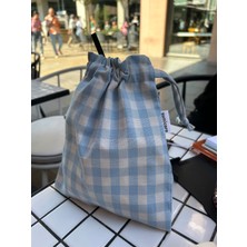 Sumicorn Design Mavi Pötikareli Çevre Dostu Bez Kese,keten Düzenleyici Kese,hediye Kesesi,makyaj Çantası,mini Cüzdan