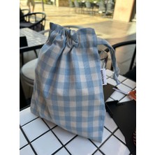 Sumicorn Design Mavi Pötikareli Çevre Dostu Bez Kese,keten Düzenleyici Kese,hediye Kesesi,makyaj Çantası,mini Cüzdan