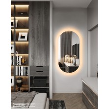 Faw Decor LED Işıklı Oval/kapsül Model Dekoratif Duvar Aynası, Modern Eşsiz Ayna, Ayna Duvar Dekorasyon Ürünü