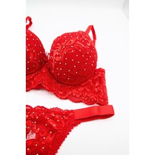 Tılsım Lingerie Ince Askı Serpme Taşlı Dantelli Sütyen Takım 105