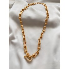 Stainless Steel Kadın Çelik Gold Tiffany Kolye