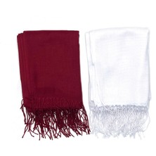 Naz İpek 2'li Set Pamuklu Viskon Paşmina Şal 180X70 cm Püsküllü Yüksek Kalite 150 gr