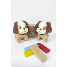 Dudu Kids 2 Adet Peluş Tasmalı Köpek Anahtarlık -14 cm -Kahve - Oyuncak - Çanta Süsü - Doğum Günü Hediyesi