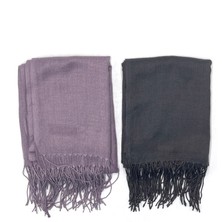 Naz İpek 2'li Set Pamuklu Viskon Paşmina Şal 180X70 cm Püsküllü Yüksek Kalite 150 gr