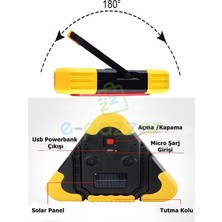 Epazzar Solar Panelli 5 Mod Cob LED Araç Ikaz Işığı Flaşörlü Powerbank Özellikli 2000MAH Şarjlı Reflektör