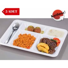 Avangart Mutfak 5 Adet Kırılmaz Tabldot Tabak, Self Servis, Yemekhane, Okul, 5 Bölmeli, Tabilot, Tabildot, Lokanta