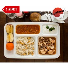 Avangart Mutfak 5 Adet Kırılmaz Tabldot Tabak, Self Servis, Yemekhane, Okul, 5 Bölmeli, Tabilot, Tabildot, Lokanta