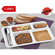 Avangart Mutfak 5 Adet Kırılmaz Tabldot Tabak, Self Servis, Yemekhane, Okul, 5 Bölmeli, Tabilot, Tabildot, Lokanta