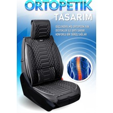 Şahinler seat Cordoba Uyumlu Lüks Deri Oto Koltuk Kılıfı Ön Arka Set Siyah Beyaz Marjinal Model Şhnlr