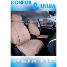 Fresh Start renault Megane 4 Hb Uyumlu Lüks Deri Oto Koltuk Kılıfı Ön Arka Set Bej Marjinal Series Fs