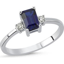 Pırlant 0,92 Karat Pırlantalı Safir Yüzük